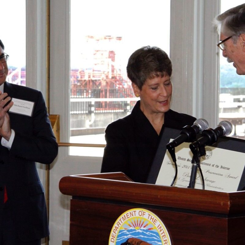 Beth Savage receiving the U.S. Department of the Interior Preservation Award, June 2015